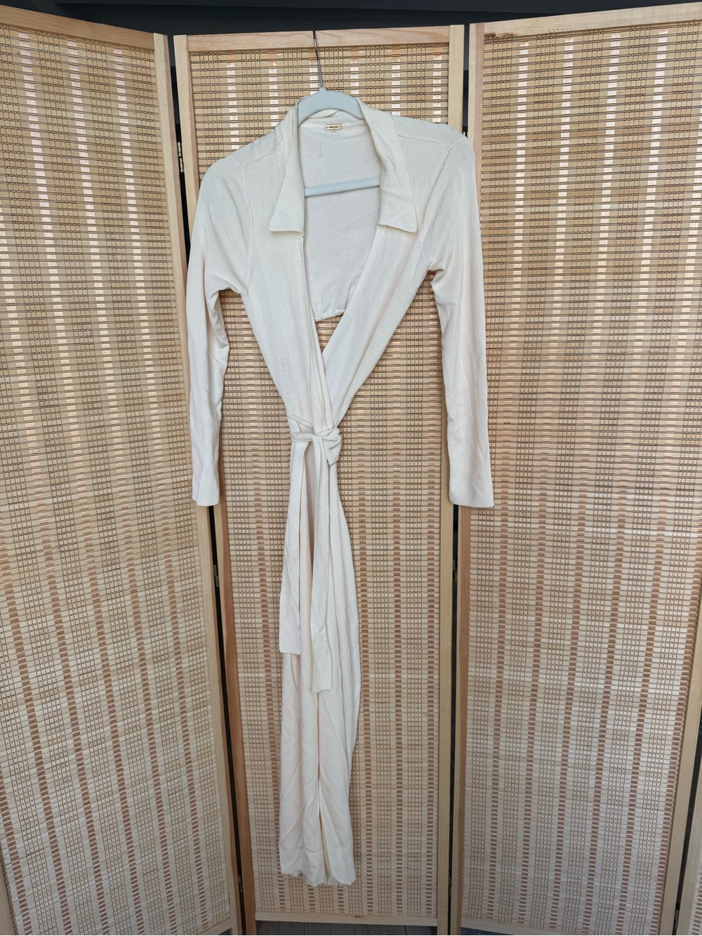 Cult Gaia Cream Long Sleeve Cutout Wrap Maxi Dress - Elegant Tie-Waist
